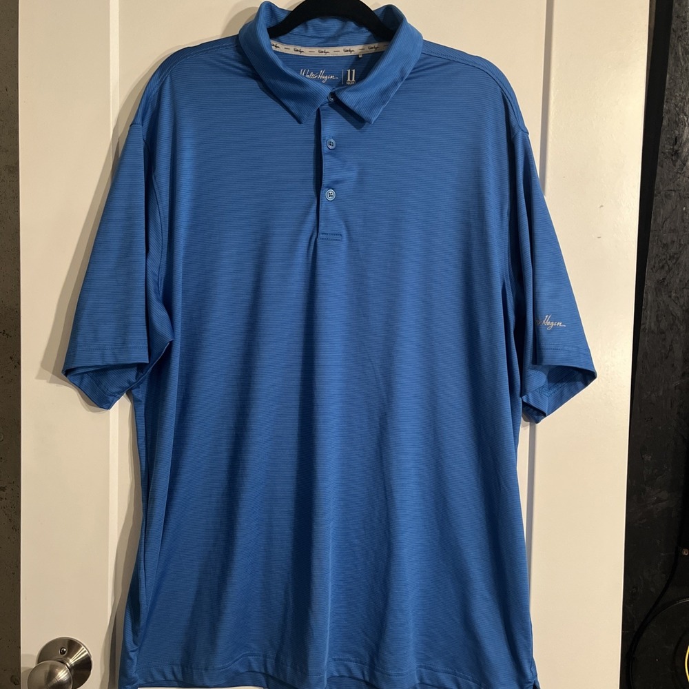 Walter Hagen Mens Golf Shirt Blue Polo 11 Majors Short Sleeve XL